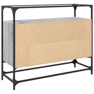 Skänk med glasskiva grå sonoma 98x35x81 cm konstruerat trä