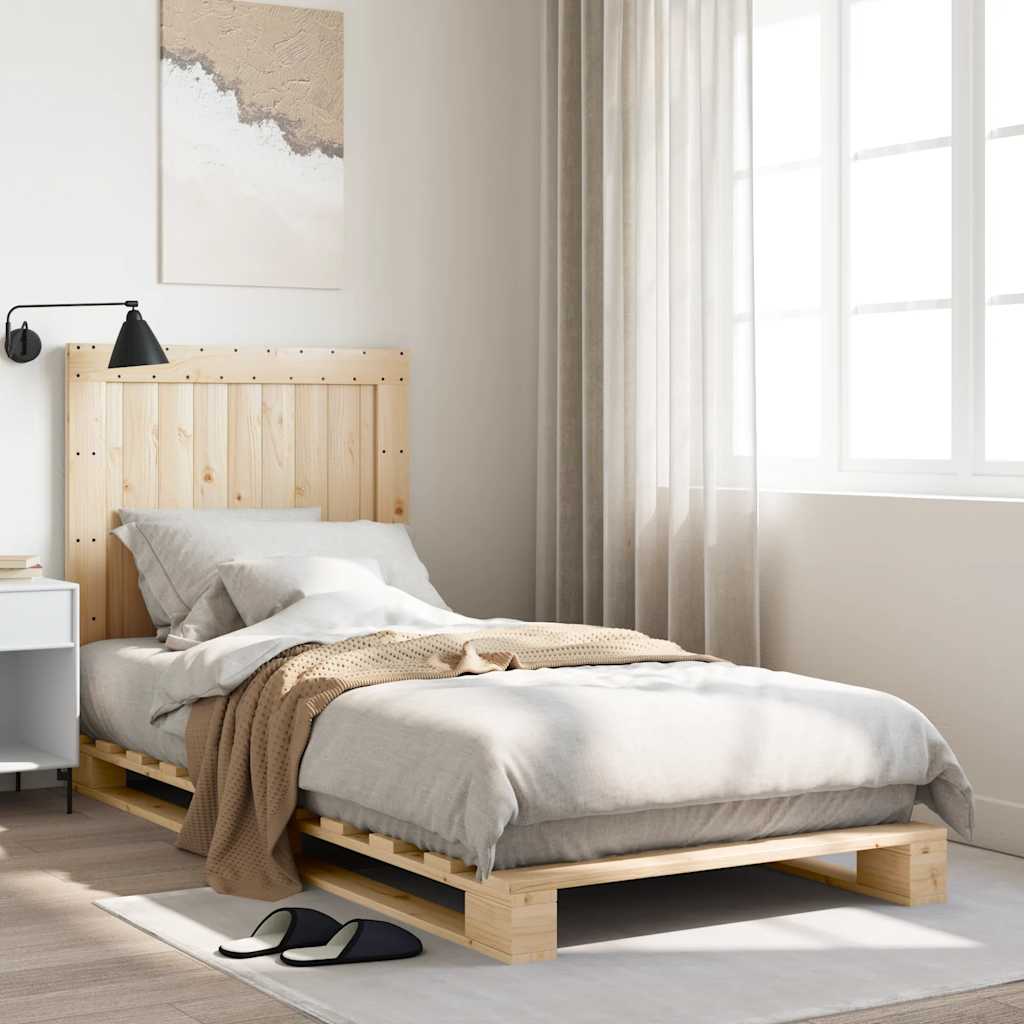 Sängram med huvudgavel 90x200 cm massiv furu
