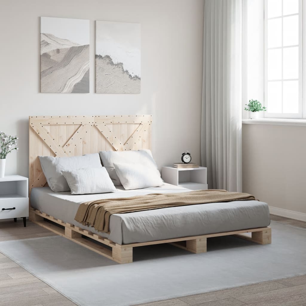 Sängram med huvudgavel 160x200 cm massiv furu