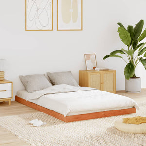 Sängram vaxad brun 140x200 cm massiv furu