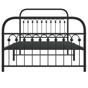 Sängram med huvudgavel och fotgavel svart metall 107x203 cm