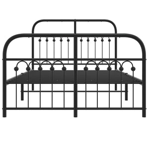 Sängram med huvudgavel och fotgavel svart metall 120x190 cm