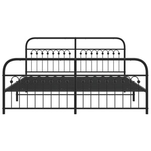 Sängram med huvudgavel och fotgavel svart metall 183x213 cm