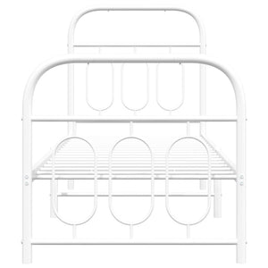 Sängram med huvudgavel och fotgavel vit metall 75x190 cm