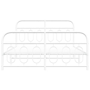 Sängram med huvudgavel och fotgavel vit metall 140x200 cm