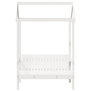 Bänk med tak vit 117,5x70x176,5 cm massiv furu
