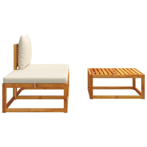 3-delad trädgårdssoffgrupp med kuddar trä akacia och rotting