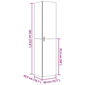 Högskåp vit 40x42,5x185 cm konstruerat trä