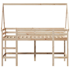 Våningssäng med stege och tak 80x200 cm massiv furu