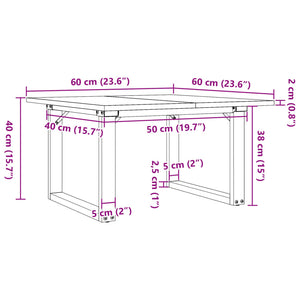 Soffbord O-ram 60x60x40 cm massiv furu och stål