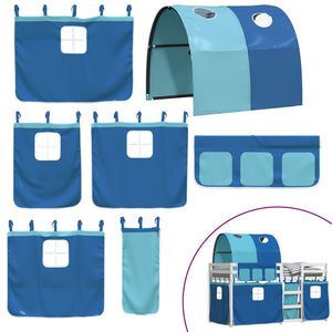 Loftsäng med rutschkana blå 80x200 cm massiv furu