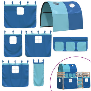 Loftsäng med rutschkana blå 90x200 cm massiv furu