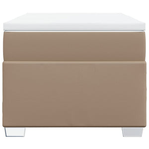 Ramsäng med bäddmadrass cappuccino 90x200 cm konstläder