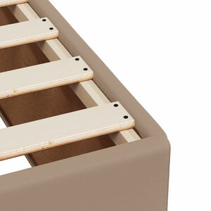 Ramsäng med bäddmadrass cappuccino 160x200 cm konstläder