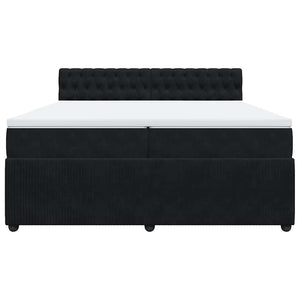 Ramsäng med madrass svart 200x200 cm sammet