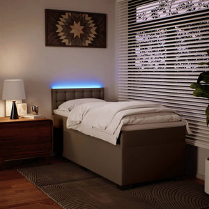 Ramsäng med bäddmadrass cappuccino 90x200 cm konstläder