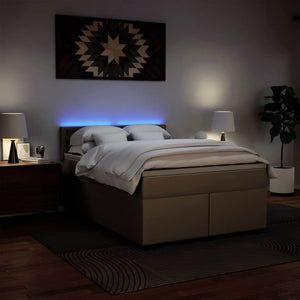 Ramsäng med bäddmadrass cappuccino 160x200 cm konstläder