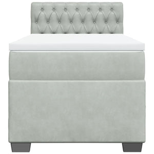 Ramsäng med madrass ljusgrå 90x200 cm sammet