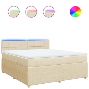 Ramsäng med madrass gräddvit 180x200 cm tyg