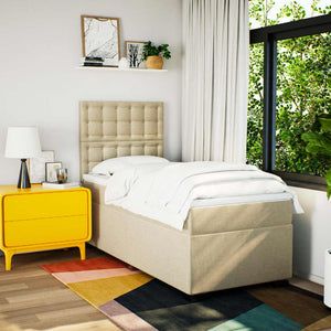 Ramsäng med madrass gräddvit 90x190 cm tyg