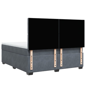 Ramsäng med madrass mörkgrå 180x200 cm sammet