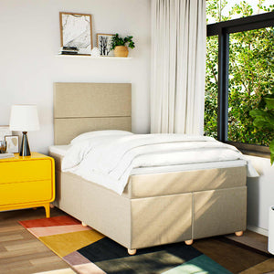 Ramsäng med madrass gräddvit 120x190 cm tyg