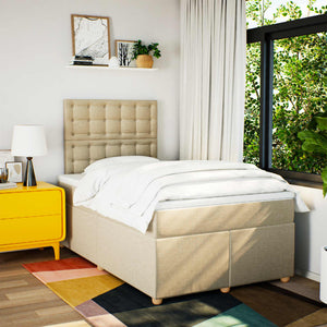 Ramsäng med madrass gräddvit 120x190 cm tyg