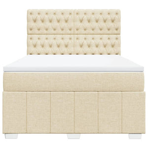 Ramsäng med madrass gräddvit 160x200 cm tyg