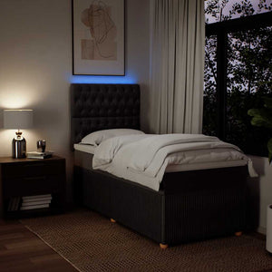 Ramsäng med madrass mörkbrun 90x190 cm tyg