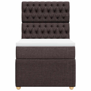 Ramsäng med madrass mörkbrun 90x190 cm tyg