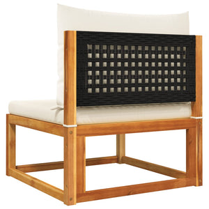 9-delad trädgårdssoffgrupp med kuddar trä akacia och rotting