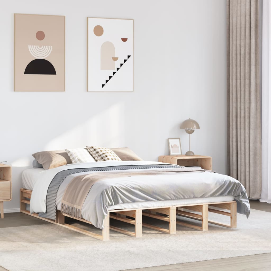 Sängram utan madrass 150x200 cm massiv furu