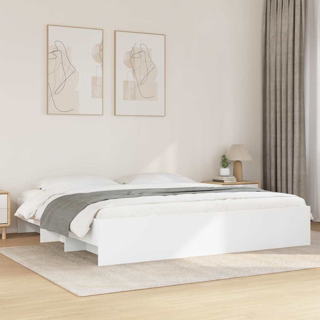 Sängram vit 200x200 cm konstruerat trä