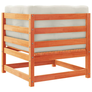 Soffgrupp för trädgården med dynor 8 delar vaxbrun massiv furu