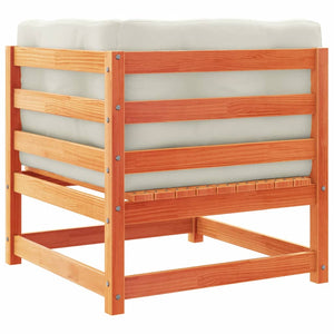 Soffgrupp för trädgården med dynor 9 delar vaxbrun massiv furu