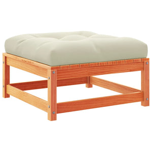 Soffgrupp för trädgården med dynor 7 delar vaxbrun massiv furu