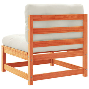 Soffgrupp för trädgården med dynor 8 delar vaxbrun massiv furu