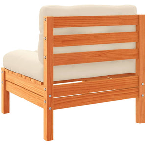 Soffgrupp för trädgården med dynor 8 delar vaxbrun massiv furu