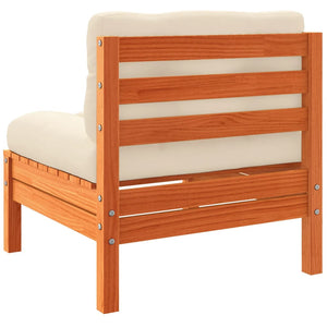 Soffgrupp för trädgården med dynor 10 delar vaxbrun massiv furu