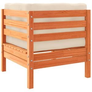 Soffgrupp för trädgården med dynor 12 delar vaxbrun massiv furu