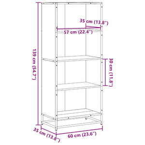 Bokhylla sonoma-ek 60x35x139 cm konstruerat trä