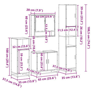 Badrumsmöbler set 4 delar sonoma-ek konstruerat trä