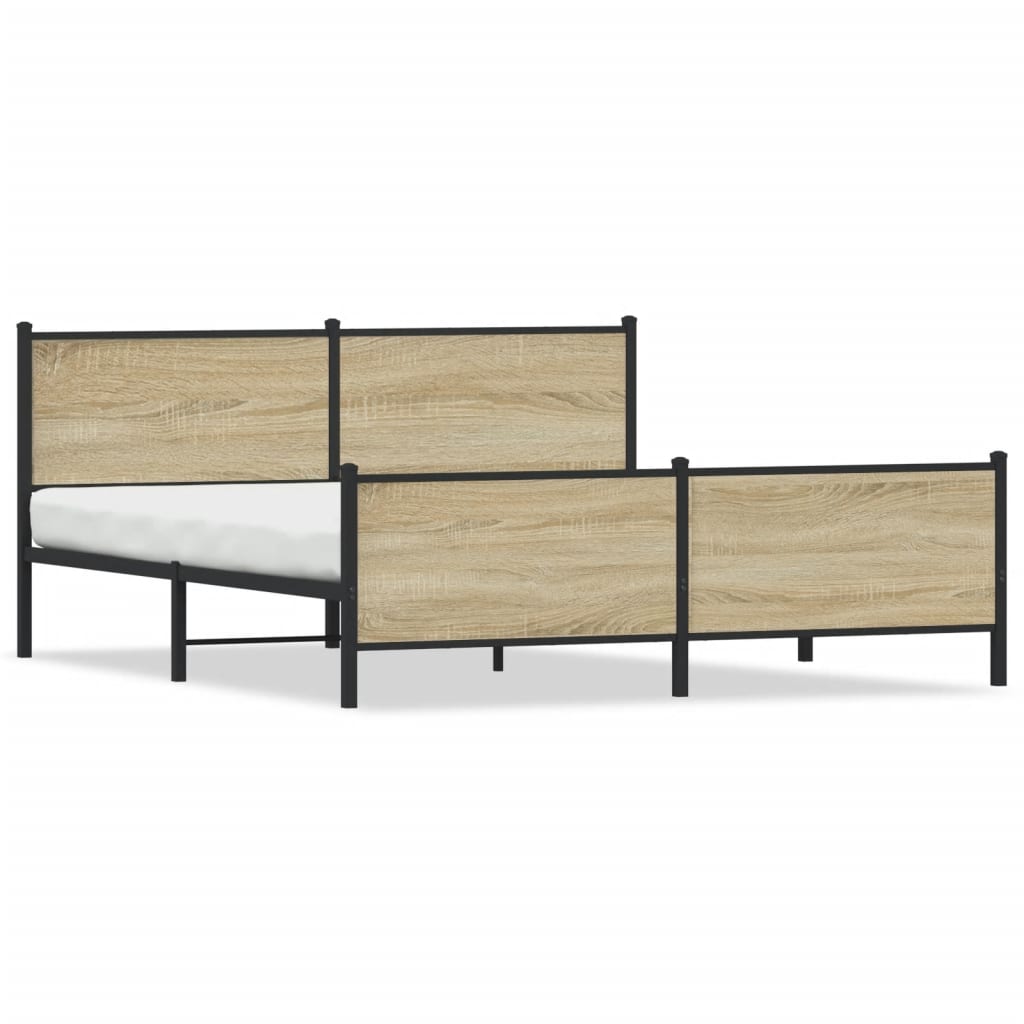 Sängram utan madrass metall sonoma-ek 193x203 cm