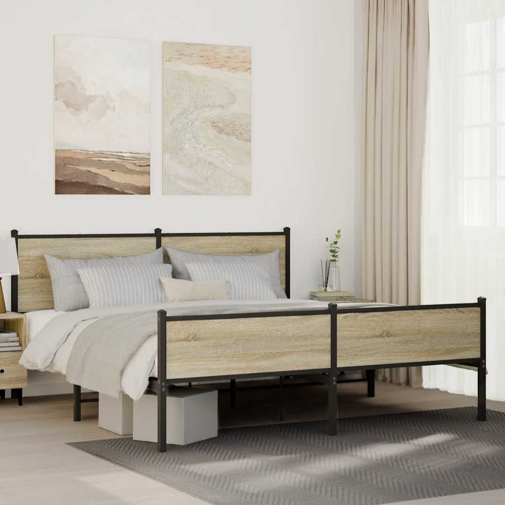 Sängram utan madrass metall sonoma-ek 180x200 cm