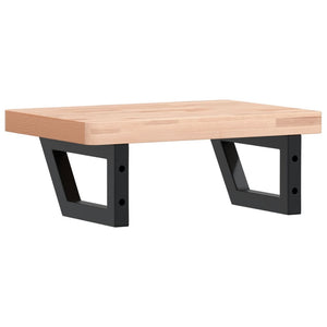 Väggmonterad handfatshylla stål och massiv bok