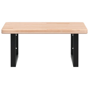 Väggmonterad handfatshylla stål och massiv ek