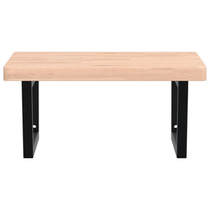 Väggmonterad handfatshylla stål och massiv bok