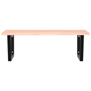 Väggmonterad handfatshylla stål och massiv ek