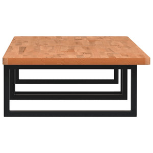 Väggmonterad handfatshylla stål och massiv bok