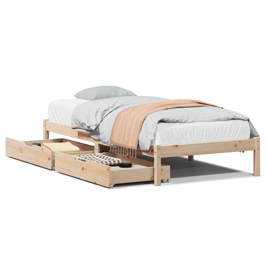 Sängram utan madrass 75x190 cm massiv furu